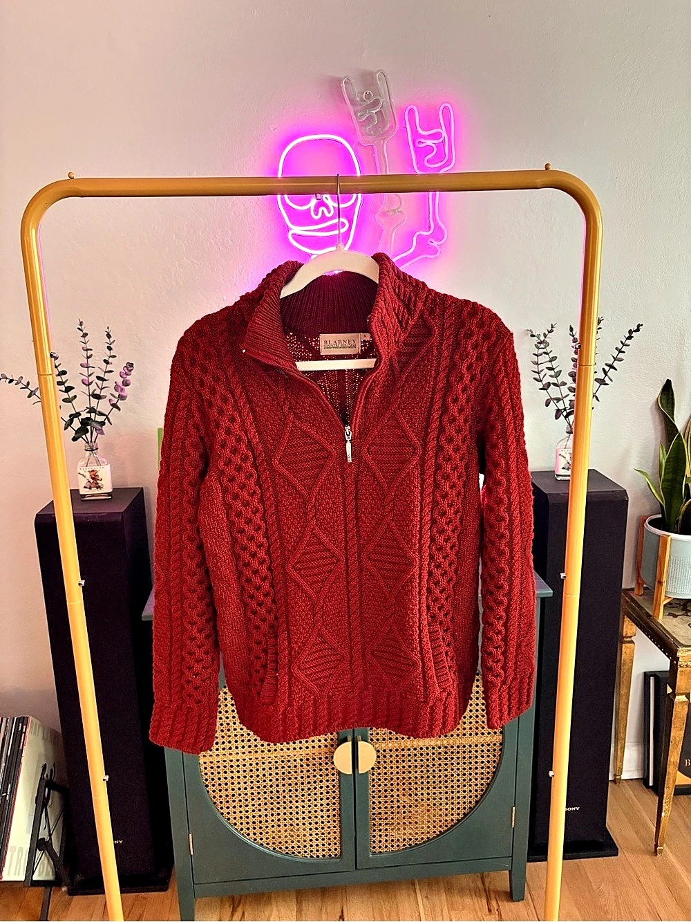 Blarney Country Heritage Cable Knit Sweater Red Small Like New